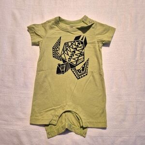 Tea Collection boys size 3-6 months green sea turtle romper VVGUC